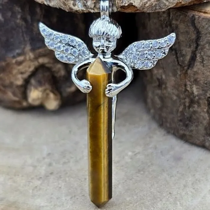 Engel met Dubbeleinder Tijgeroog Hanger