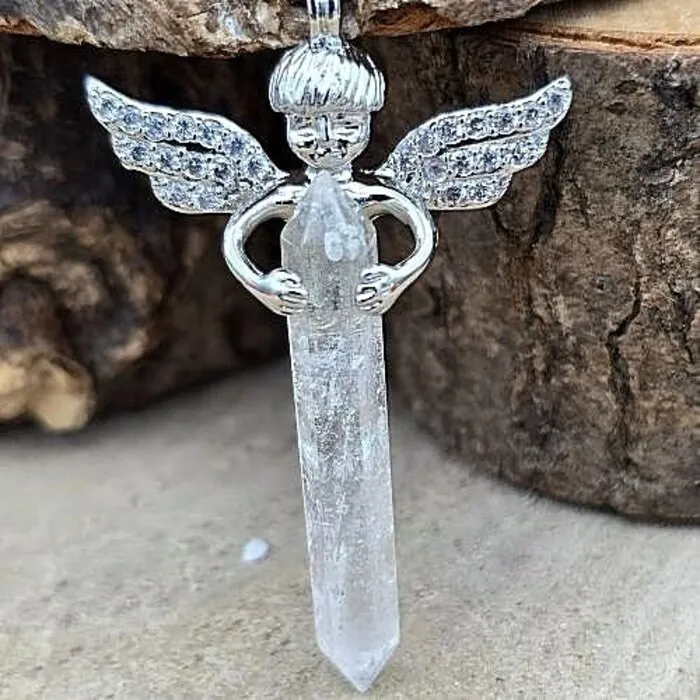 Engel met Dubbeleinder Bergkristal Hanger