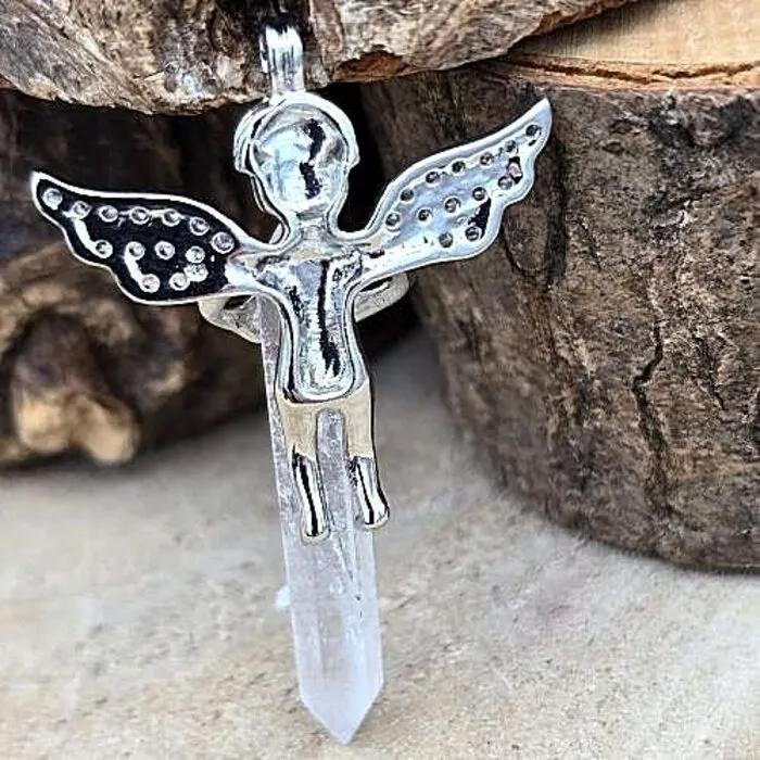 Engel met Dubbeleinder Bergkristal Hanger