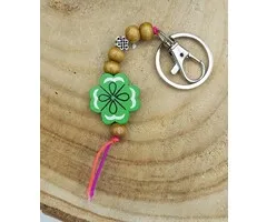 Sleutelhanger met klaver vier met kaartje