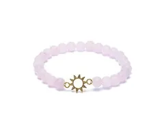 Armband rozenkwarts elastisch met zon bedel