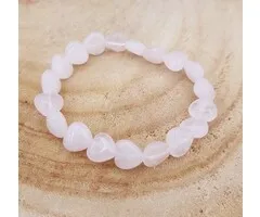 Armband rozenkwarts elastisch hartvormig