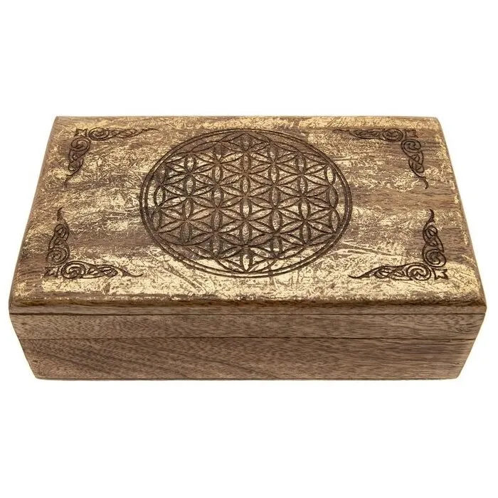 Bloem des levens houten kistje gouden ornament