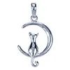 Zilver hanger Kat in maan