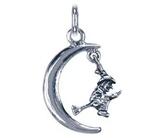 Zilver hanger heks met maan