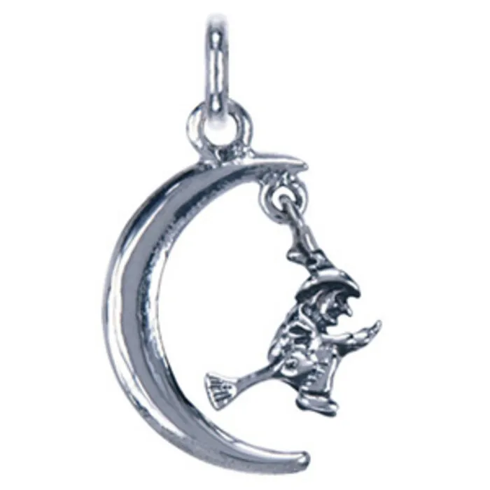 Zilver hanger heks met maan