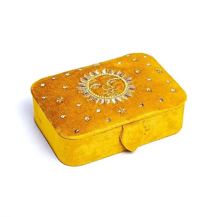 Sieraden Tarotdoos Fluweel Geel met Zon - Luxe Doos
