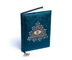 Notitieboek fluweel petrol met tarot oog