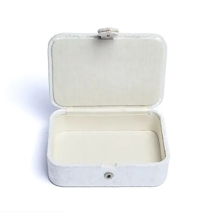 Sieraden / tarotdoos fluweel wit met zon en maan