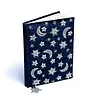 Notitieboek fluweel donkerblauw met maan en sterren