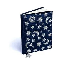Notitieboek fluweel donkerblauw met maan en sterren