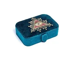 Sieraden / tarotdoos fluweel petrol met tarot oog