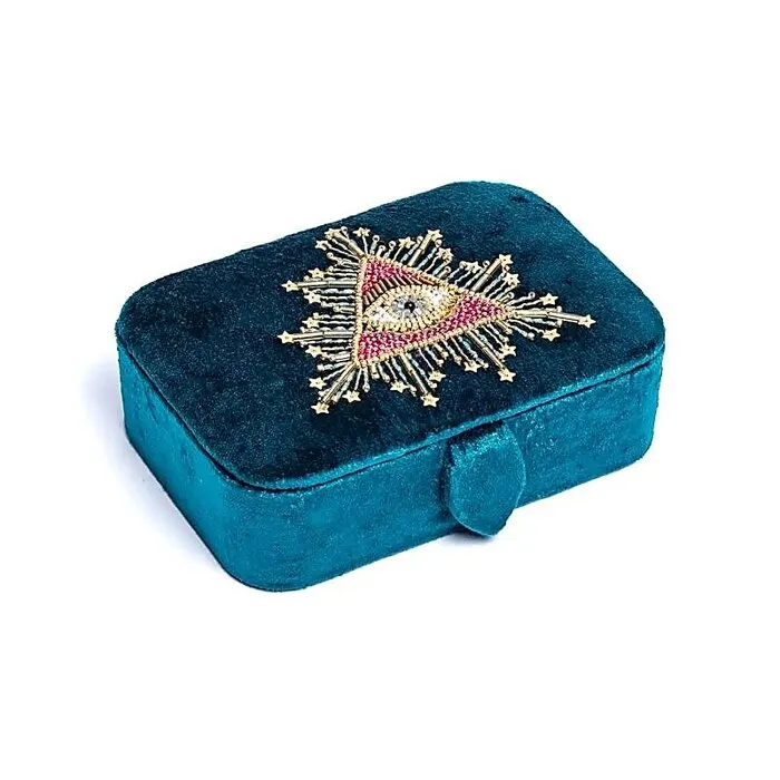 Sieraden Tarotdoos Fluweel Petrol Tarot Oog - Luxe Doos