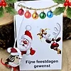 Mini kaartje "Fijne Feestdagen" met Musje Gelukshanger