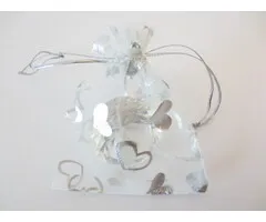 Organza zakje hartjes wit 13 x 20 cm