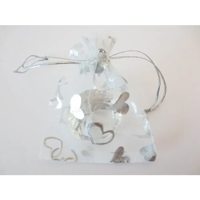Organza zakje hartjes wit 13 x 20 cm