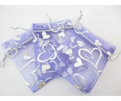 Organza zakje hartjes lila 13 x 20 cm