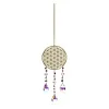 Suncatcher met flower of life, goud en amethist