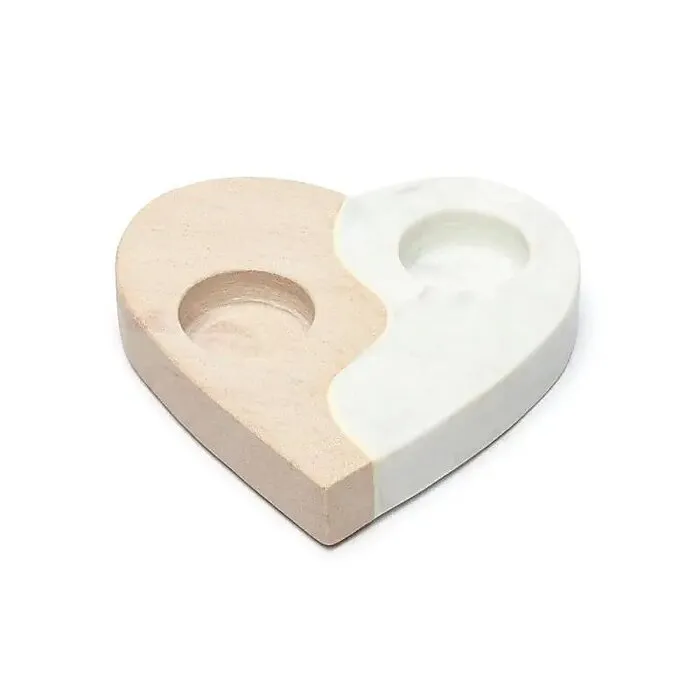 Kaarsenhouder roze zandsteen & marmer hart