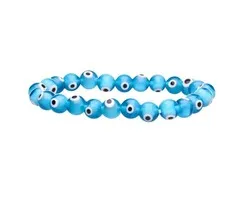 Boze oog armband lichtblauw 8 mm