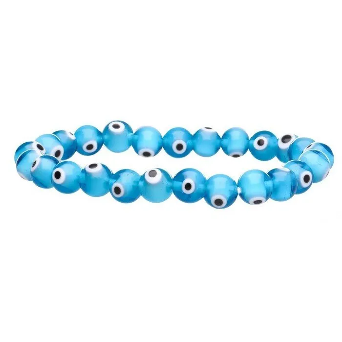 Boze oog armband lichtblauw 6 mm