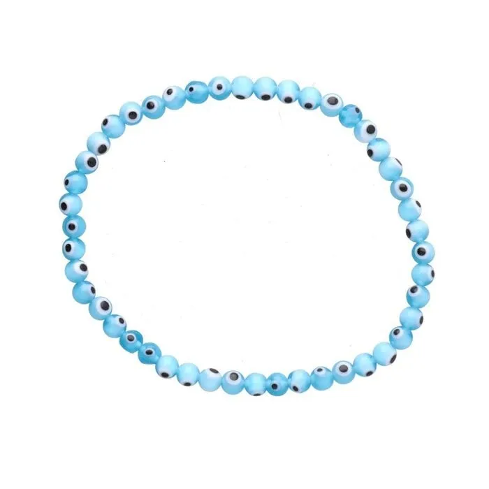 Boze oog armband lichtblauw 4 mm