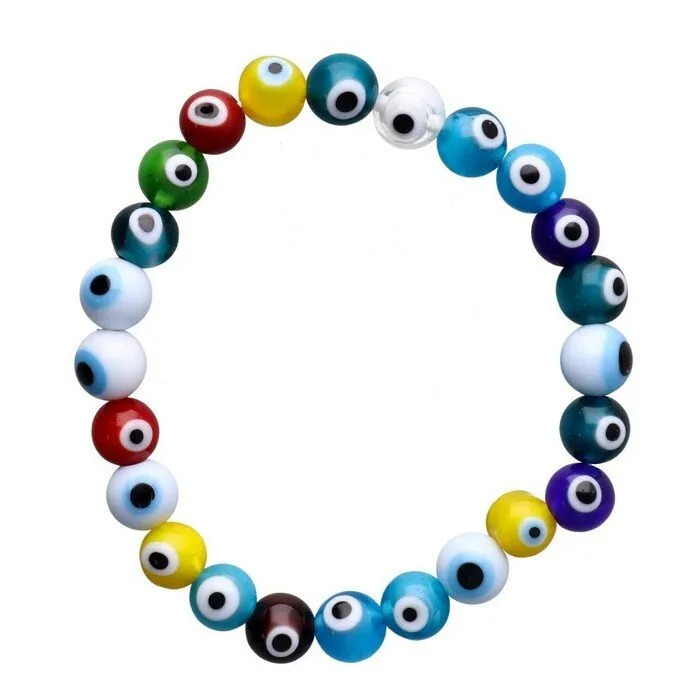 Boze oog armband mix kleur 8 mm