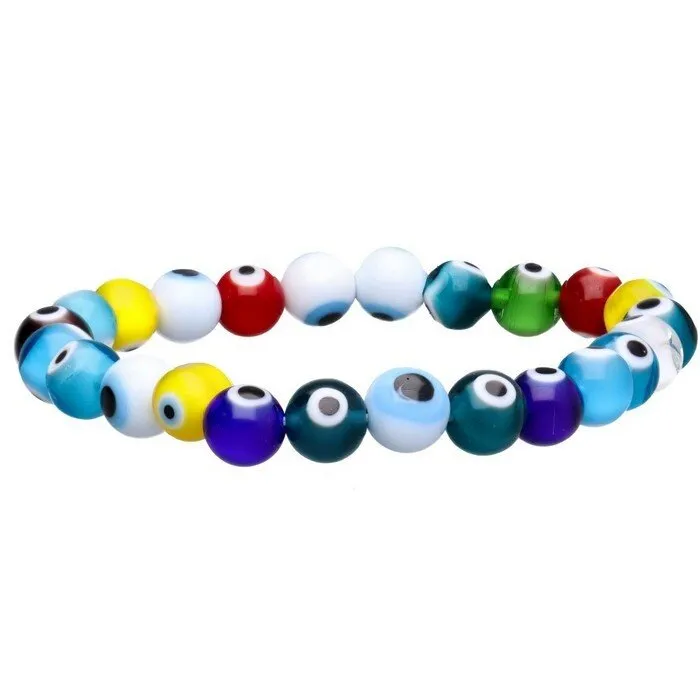 Boze oog armband mix kleur 8 mm