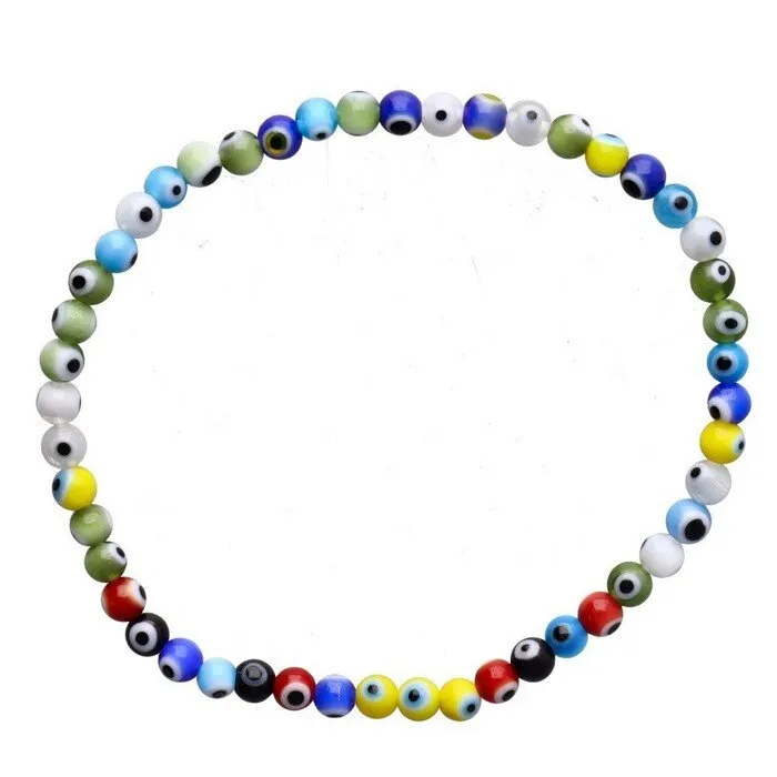Boze oog armband mix kleur 4 mm