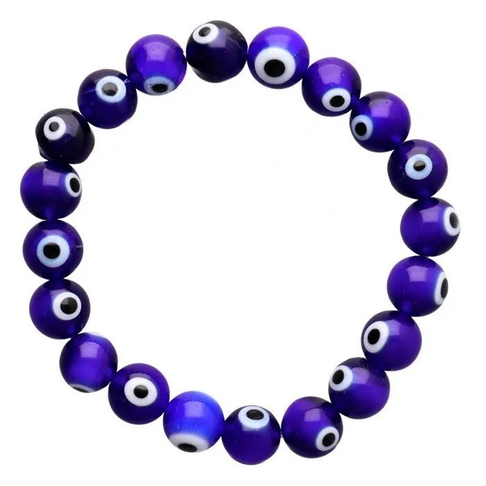 Boze oog armband donker blauw 10 mm