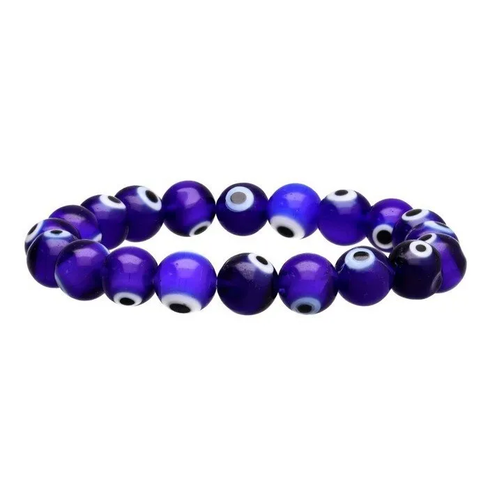 Boze oog armband donker blauw 10 mm