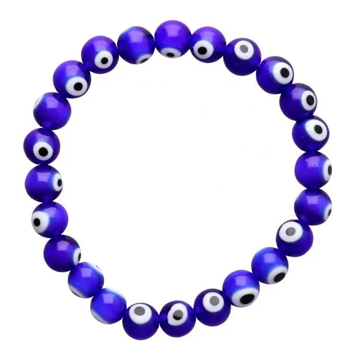 Boze oog armband donker blauw 8 mm