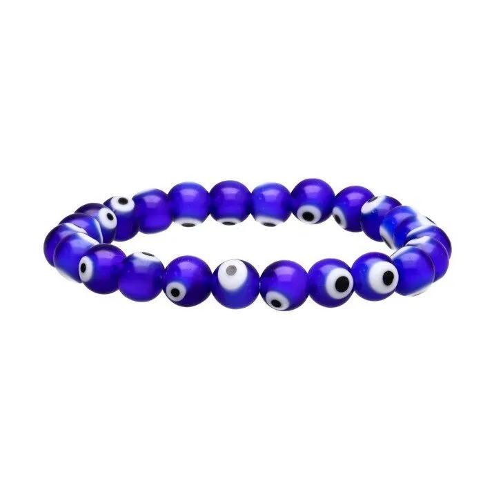 Boze oog armband donker blauw 8 mm