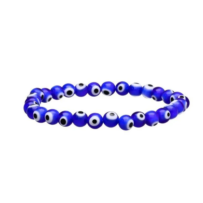 Boze oog armband donker blauw 6 mm