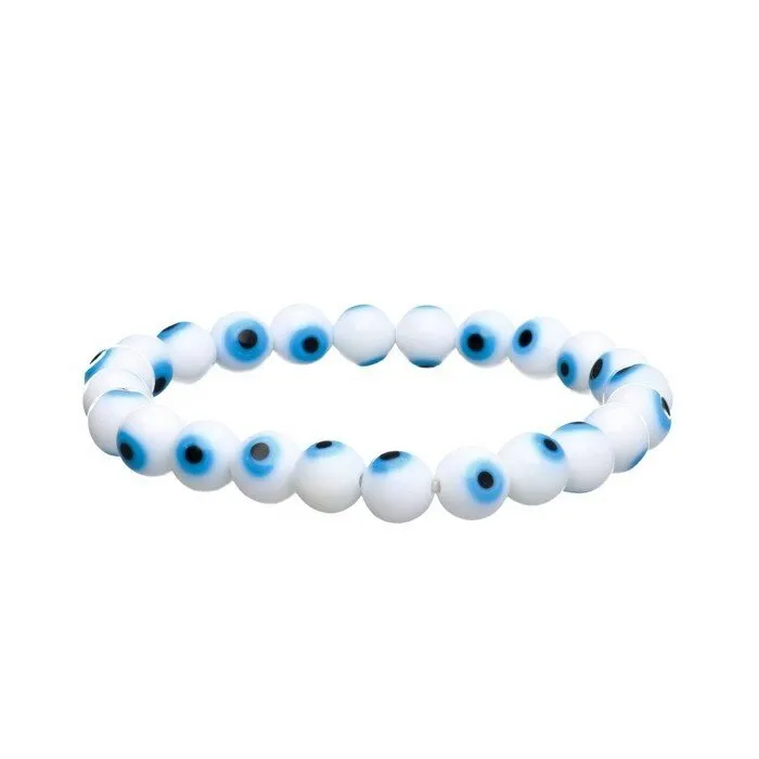 Boze oog armband wit 8 mm