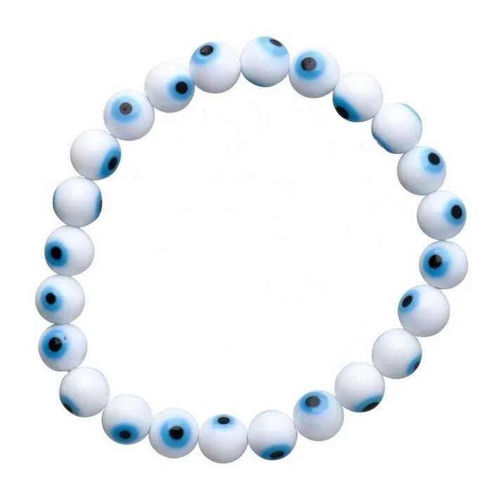 Boze oog armband wit 8 mm