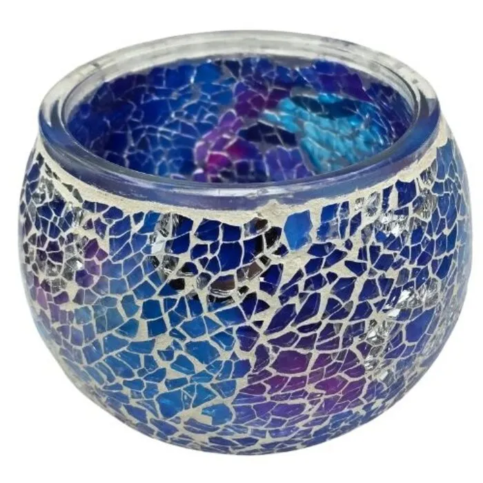 Mozaiek theelichthouder blauw