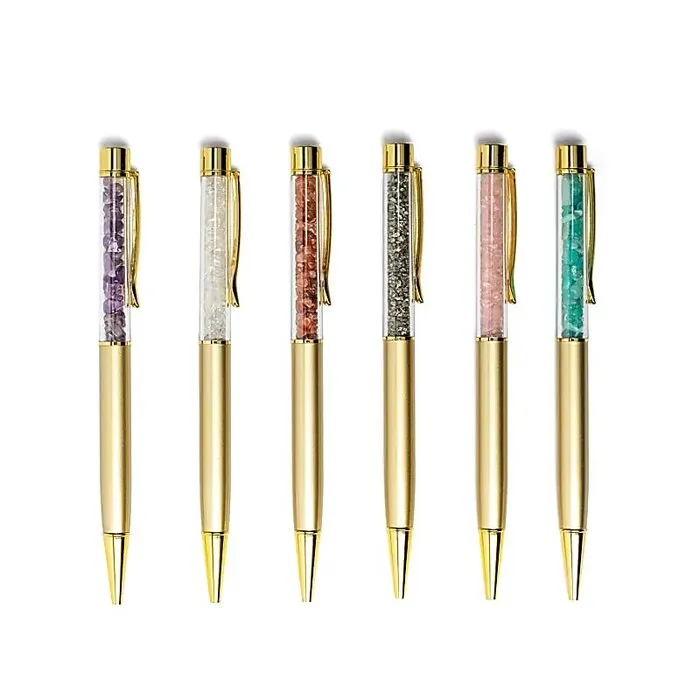 Edelsteenchips gevulde pennen 6 stuks