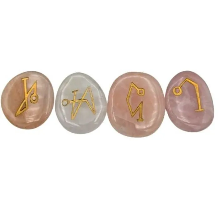 Set van 4 Rozenkwarts Engelenstenen