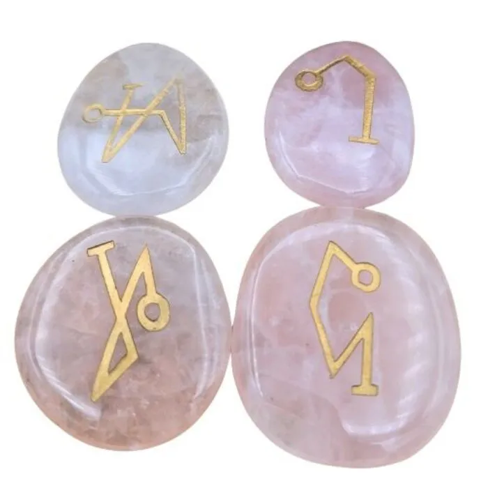 Set van 4 Rozenkwarts Engelenstenen