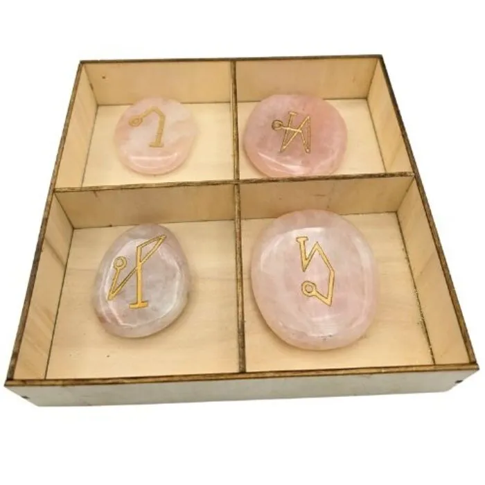 Set van 4 Rozenkwarts Engelenstenen