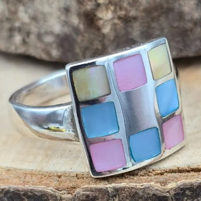 Sterling Zilveren Ring met Parelmoer – Maat  8,5