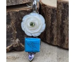 Sterling Zilveren Hanger – Parelmoer, Turkoois & Amethist