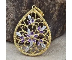 Goud Vergulde Sterling Zilveren Hanger Met Amethist