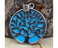 Levensboom Zilver Turkoois 25 mm