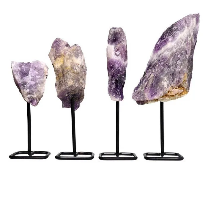 Ruwe Amethist op Metalen Standaard