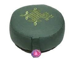 Meditatiekussen groen levensboom geborduurd