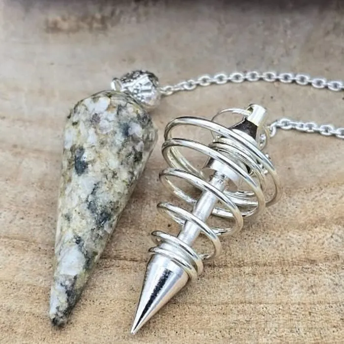 Jaspis Duo Pendel met Spiraal – Beige Jaspis