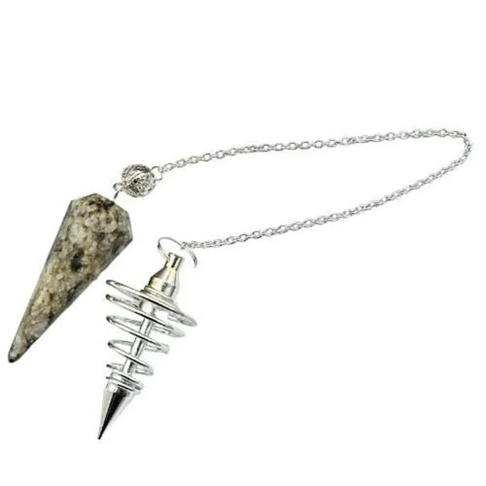 Jaspis Duo Pendel met Spiraal – Beige Jaspis