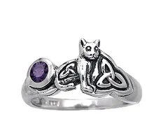 Ring met Kat en Amethist – Maat 8